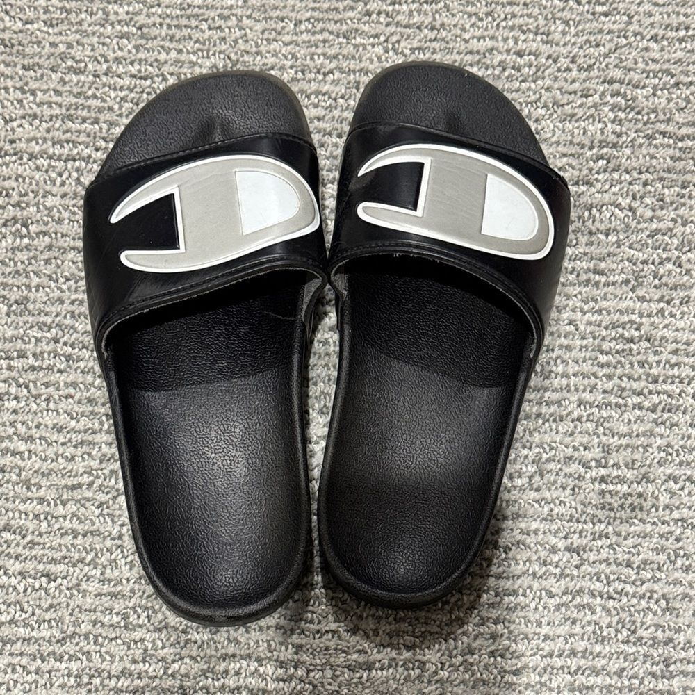 Black Slide Sandals with Logo